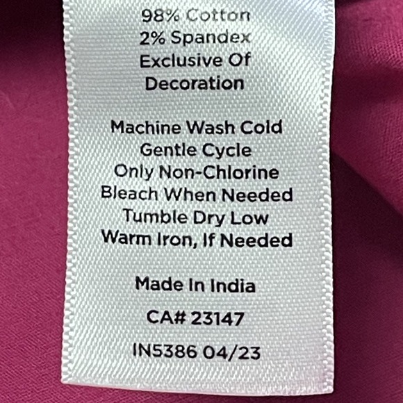 Talbots‎ Women's Embroidered Fuchsia Puff Sleeve Boho V-Neck Top Peasant Stretch - Picture 12 of 12